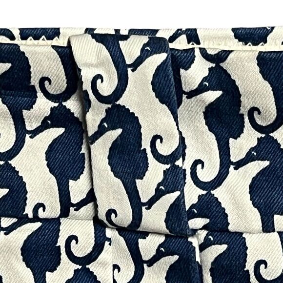 J.Crew Shorts Chino Stretch White Blue Seahorse All Over Print Coastal Nautical - Picture 3 of 8